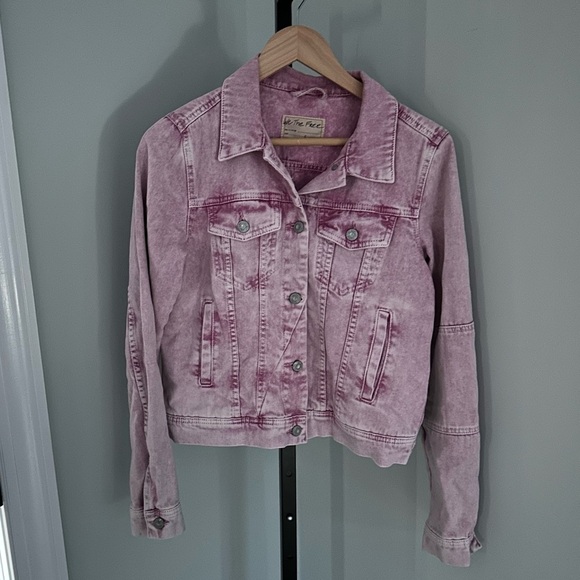 WE THE FREE, Free People pink denim acid wash jacket-size S-vintage -EUC - Picture 7 of 8